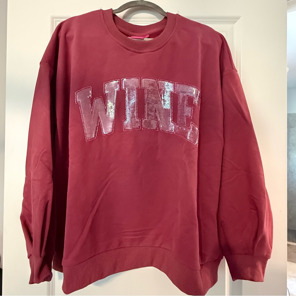 Queen of Sparkles Wine Sweatshirt with Sequin Letters